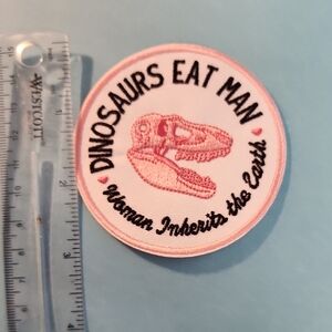Pink Dinosaur Embroidered Patch